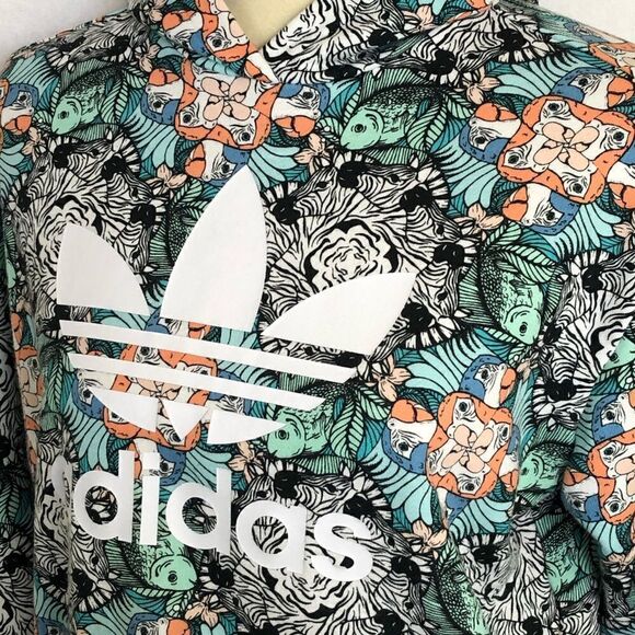 ADIDAS ORIGINALS HOODED SWEATSHIRT ZOO PRINT - Picture 3 of 7